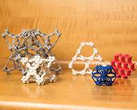 Two simple building blocks produce complex 3-D material