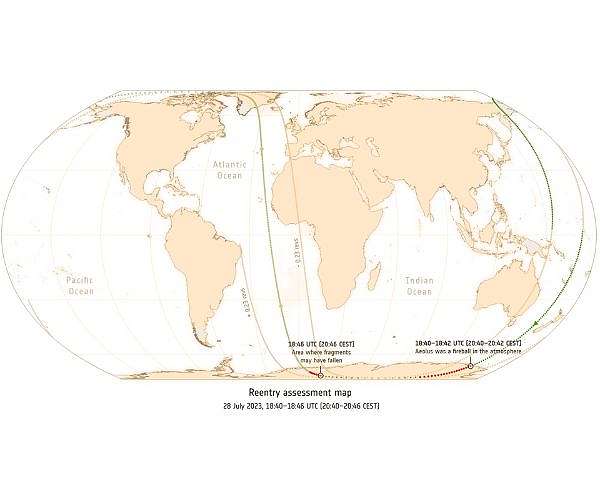 Right on track: Aeolus reentry map