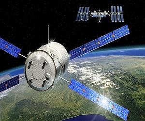 European cargo vessel docks with space station