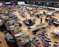 Rush on pillows at Canada evacuation center