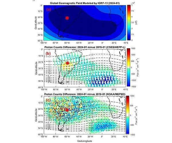 CSES satellite tracks shifting South Atlantic anomaly and impact on solar cycle twenty five