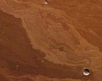 Ancient lava flows could explain pie-shaped landform on Mars