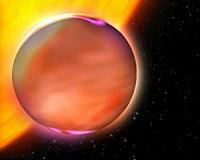An exoplanet loses its atmosphere in the form of a tail