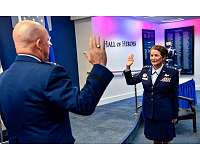 First female general officer promotes, transfers to Space Force