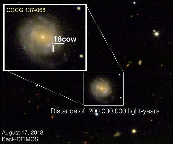 Super-bright stellar explosion is likely a dying star giving birth to a black hole or neutron star
