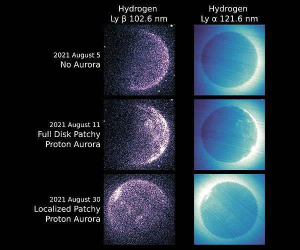 MAVEN and EMM make first observations of patchy proton aurora at Mars