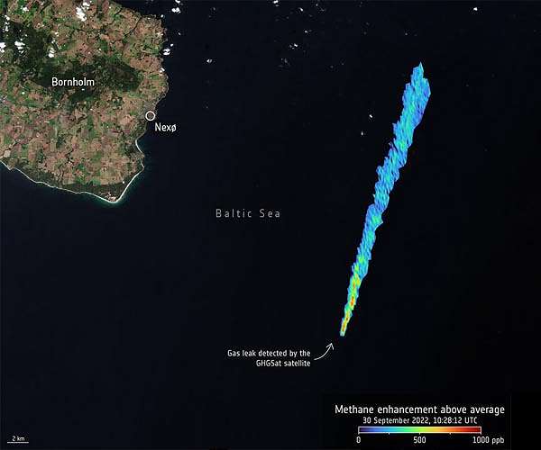 Satellites detect methane plume in Nord Stream leak