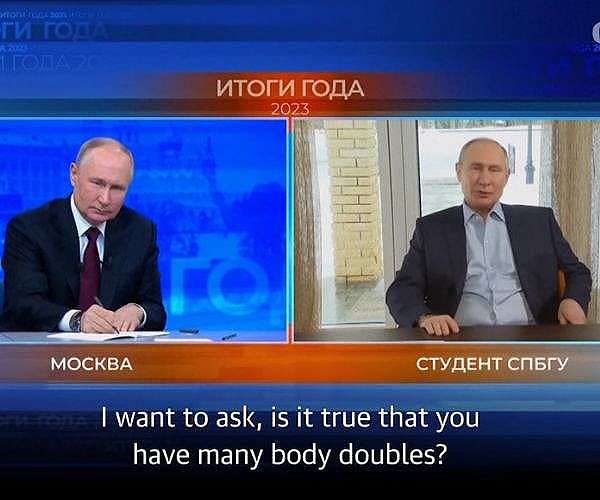 Putin confronted by AI-generated double