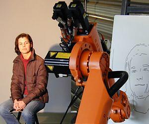 A robot sketches portraits