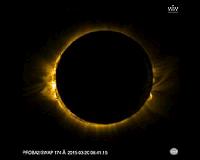 Astronaut plus Proba minisats snap solar eclipse