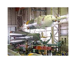 Final Soyuz launcher integration is underway for Arianespace Globalstar mission from Kazakhstan