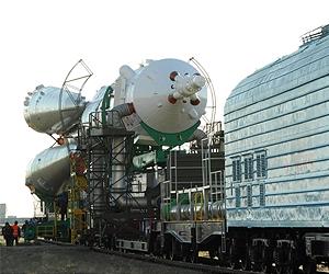 Security high as Russian rocket rolled out for launch