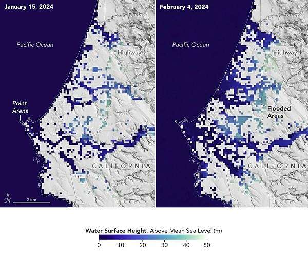 SWOT Satellite Catches Coastal Flooding During California Storms