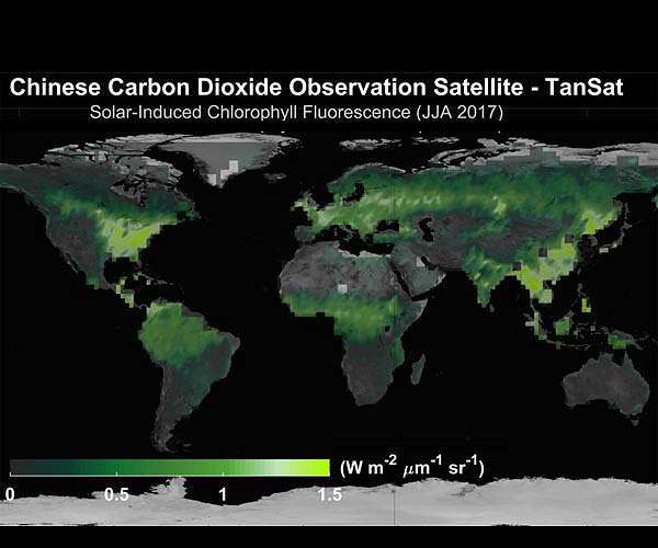 New Chinese satellite measures solar-induced chlorophyll fluorescence